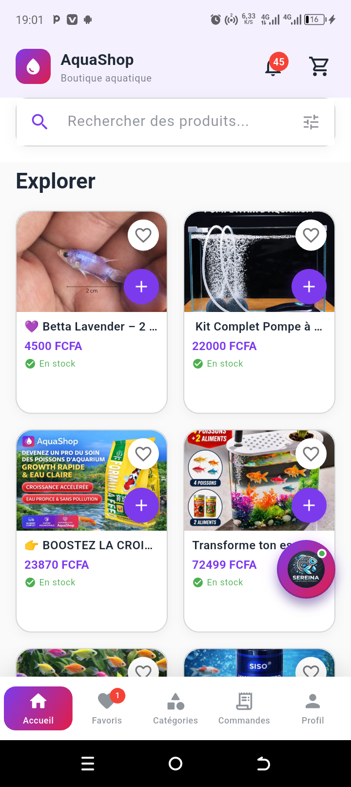 Application mobile AquaShop
